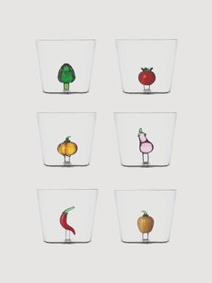 Handgemaakte waterglazen Vegetables, 6-delig