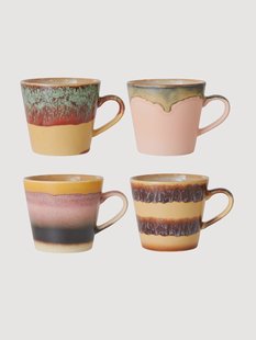 Handgemaakte jaren 70 mokken van keramiek, set van 4