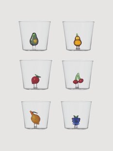Handgemaakte waterglazen Fruits &amp; Flowers van borosilicaatglas, 6 stuks
