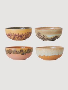 Handbeschilderde dipschalen 70&#039;s, set van 4