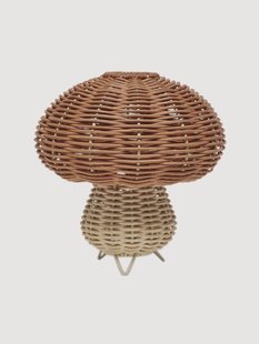 Handgemaakte mobiele tafellamp Mushroom van rotan