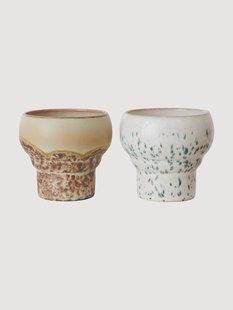 Handgemaakte bekers 70&#039;s van keramiek, set van 2