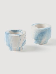 Waxinellichthouders Kiko in marmerlook, 2-delig