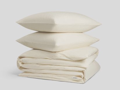 Yumeko Dekbedovertrek seersucker katoen gentle white 200x220 + 2/60x70 100% biologisch katoen, seersucker geweven