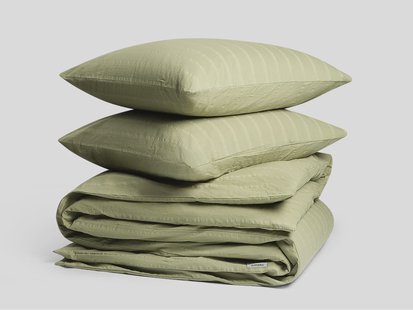Yumeko Dekbedovertrek seersucker katoen willow green 200x220 + 2/60x70 100% biologisch katoen, seersucker geweven
