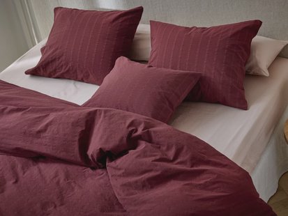 Yumeko Dekbedovertrek seersucker katoen bordeaux 100% biologisch katoen, seersucker geweven