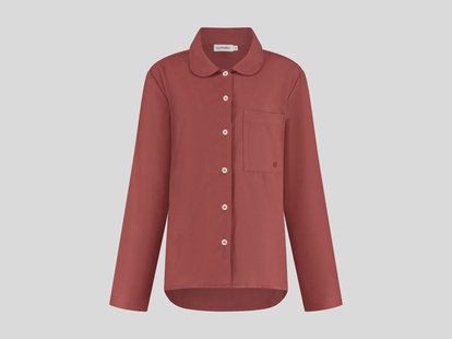 Yumeko Pyjamashirt dames flanel red velvet M 100% biologisch katoen, flanel (licht geborsteld)
