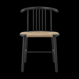 NJRD VIOR eetkamerstoel gevlochten zitting Zwart gelakt eiken-natuur