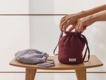 Yumeko Pouch mousseline katoen arch bordeaux 100% biologisch katoen (mousseline)