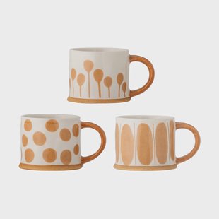 Bloomingville Linora mok 45 cl 3-pack Wit-bruin