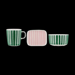 Marimekko Piccolo ontbijtset 3-delig Groen-roze