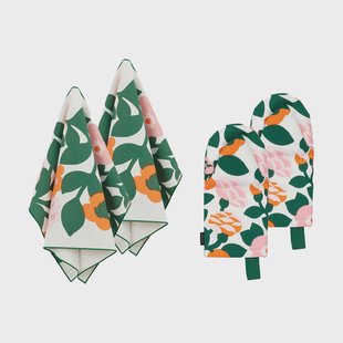 Marimekko Pieni green green textielset 4-delig Groen-oranje