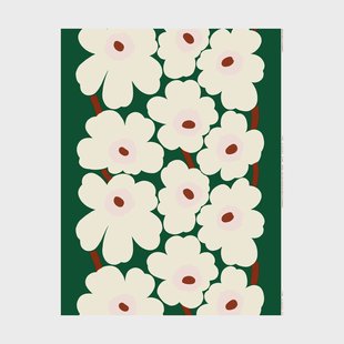 Marimekko Unikko stof heavyweight katoen Groen