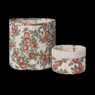 Garbo&Friends Pomme satijnen gewatteerde mand 2-delig 20xØ20 cm + 30xØ30 cm