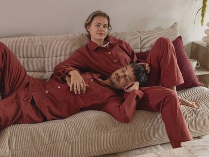 Yumeko Pyjamaset dames flanel red velvet 100% biologisch katoen, flanel (licht geborsteld)