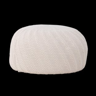 Dina ronde gebreide poef crème - Ø 60 cm