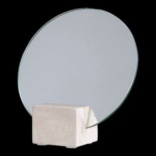 Rixt make-up spiegel met travertijn standaard beige - Ø 18 x 18 cm