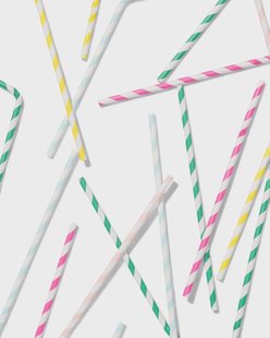 HEMA Papieren rietjes gestreept - 100 stuks (multicolor)