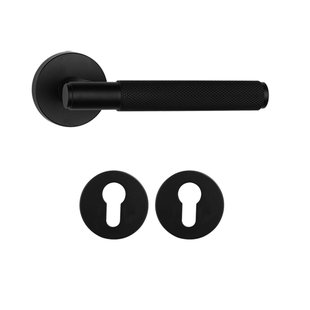 Mooi Deurbeslag Deurklink Luxor mat zwart met cilinderrozet