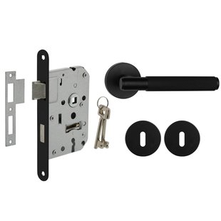 Mooi Deurbeslag Deurbeslag set met sleutelrozet en deurklink Luxor mat zwart