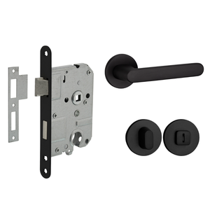 Mooi Deurbeslag Deurbeslag set met WC-slot en deurklink Tondo zwart