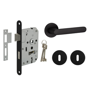 Mooi Deurbeslag Deurbeslag set met sleutelrozet en deurklink Tondo zwart