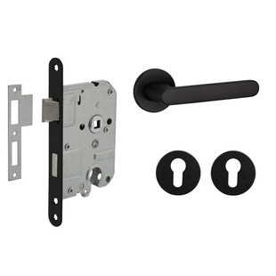 Mooi Deurbeslag Deurbeslag set met cilinderrozet en deurklink Tondo zwart