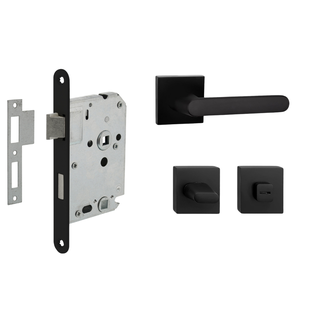 Mooi Deurbeslag Deurbeslag set met WC-slot en deurklink Linee zwart