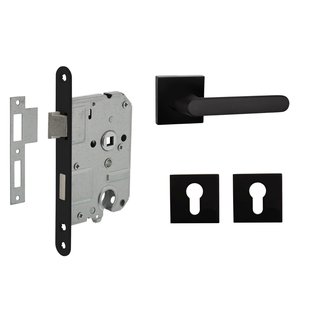 Mooi Deurbeslag Deurbeslag set met cilinderrozet en deurklink Linee zwart