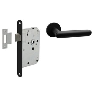 Mooi Deurbeslag Deurbeslag set loopslot en deurklink Rinnovo zwart