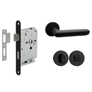 Mooi Deurbeslag Deurbeslag set met WC-slot en deurklink Rinnovo zwart
