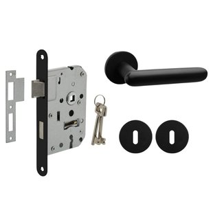 Mooi Deurbeslag Deurbeslag set met sleutelrozet en deurklink Rinnovo zwart