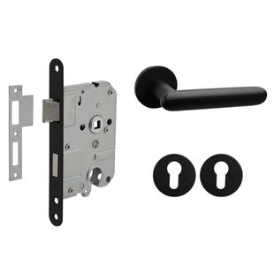 Mooi Deurbeslag Deurbeslag set met cilinderrozet en deurklink Rinnovo zwart