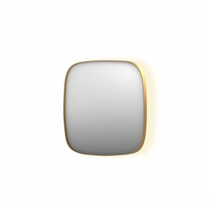 Spiegel INK SP30 40x4x40 cm incl. Indirect LED-Verlichting Rondom en Spiegelverwarming Geborsteld Mat Goud