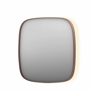 Spiegel INK SP30 100x4x100 cm incl. Indirect LED-Verlichting Rondom en Spiegelverwarming Geborsteld Koper