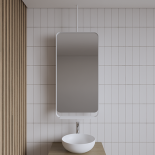 Spiegel Gliss Astra 100x50 Cm Wit Met Planchet en Plafondbevestiging