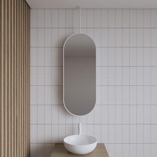 Spiegel Gliss Halo 90x40 Cm Wit Met Plafondbevestiging