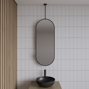 Spiegel Gliss Halo 90x40 Cm Mat Zwart Met Plafondbevestiging