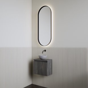 Fonteinset | BWS Leto | Zwart Eiken | Waskom Mat Grijs