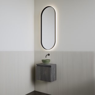 Fonteinset | BWS Leto | Zwart Eiken | Waskom Mat Olijf Groen