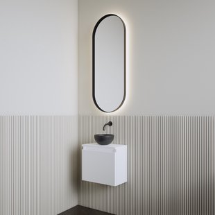 Fonteinset | BWS Leto | Glans Wit | Waskom Mat Zwart