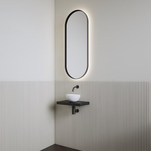 Fonteinset | BWS Leto | Planchet Mat Zwart | Waskom Glans Wit