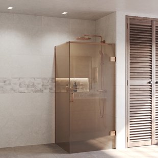 Douchecabine BWS Portos Profielloos Geborsteld Brons, Brons Glas 8 mm Nano Coating (Alle Maten)