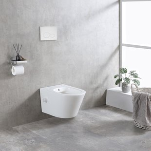 Wandcloset BWS Astev Rimless Met Bidetkraan Warm en Koud Mat Wit