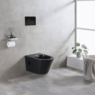 Wandcloset Wiesbaden Bidesta Rimless Met Bidetkraan Koud Water Mat Zwart