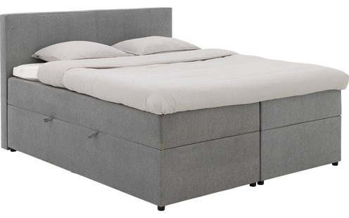 Goossens Basic Boxspring Compleet Store Storage Box, Vlak 180 x 200 cm (=2x 90 x 200 cm) met hoofdbord zonder voetbord incl. 2x matras