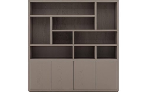 Goossens Buffetkast Barcelona, 4 deuren 9 open vakken (verticale layout), bruin eiken, 208 x 212 x 45 cm, stijlvol landelijk