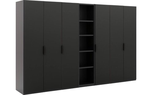 Goossens Excellent Kast Systeem Statement Compleet, 6 draaideuren met 50 cm breed rek element, 350 cm breed 223 cm hoog 61 cm diep Goossens Excellent Kast Systeem Statement Compleet, 6 draaideuren met 50 cm breed rek element, 350 cm breed 223 cm hoog 61 cm diep