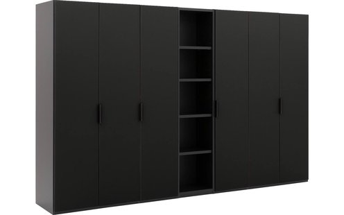 Goossens Excellent Kast Systeem Statement Compleet, 6 draaideuren met 50 cm breed rek element, 350 cm breed 223 cm hoog 61 cm diep
