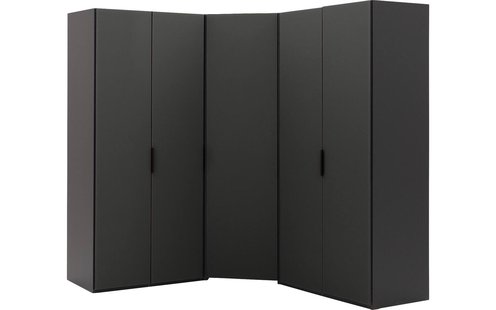 Goossens Excellent Kast Systeem Statement Compleet, 5 draaideuren met hoekkast inloop 45 graden 205 cm breed 223 cm hoog 205 cm diep